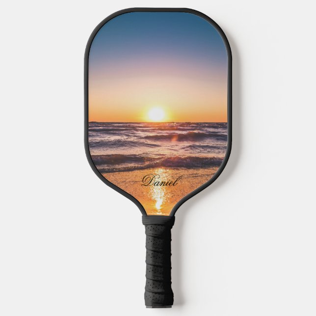 Ocean Sunset Tropical Holiday Pickleball Paddle (Front)