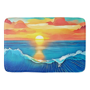 Ocean Sunset Wave Art Bath Mat