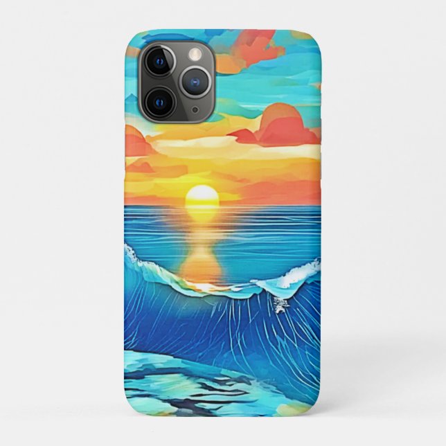Ocean Sunset Wave Art Case-Mate iPhone Case (Back)