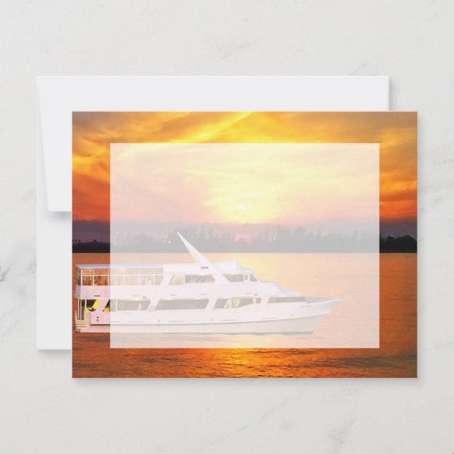Ocean Sunset Yacht with Faux Vellum Overlay RSVP (Front)