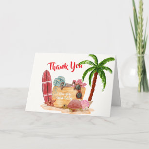Ocean Surf Plam Tree Beach Bag Baby Shower  Thank You Card