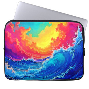 Ocean Surge: Radiant Sunset Wave Laptop Sleeve