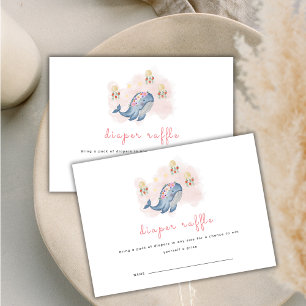 Ocean Sweet Whale Floral Diaper Raffle Baby Shower Enclosure Card