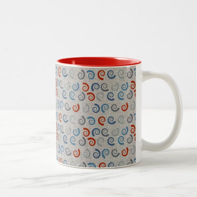 Ocean Swirls Linen Look Two-Tone Coffee Mug (Right)