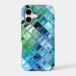 Ocean Teal Glass Mosaic Tile Art
