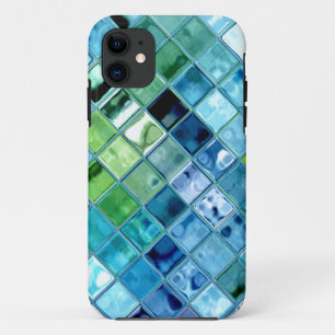 Ocean Teal Glass Mosaic Tile Art iPhone 11 Case