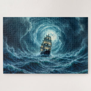 Ocean tempest storm galleon ship journey jigsaw puzzle