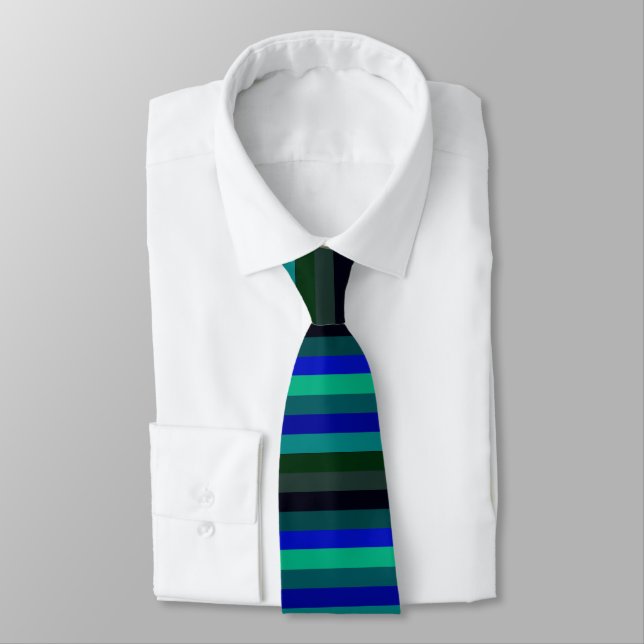 Ocean Temps Horizontally-Striped Tie (Tied)