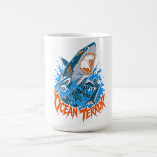 Ocean Terror Shark Graphic Men's T-Shirt Coffee Mug
