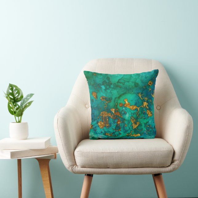 Ocean Texture and Gold Cushion (Chair)