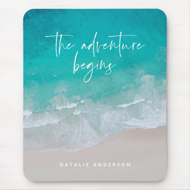 Ocean the adventure begins modern colourful mouse pad (Front)
