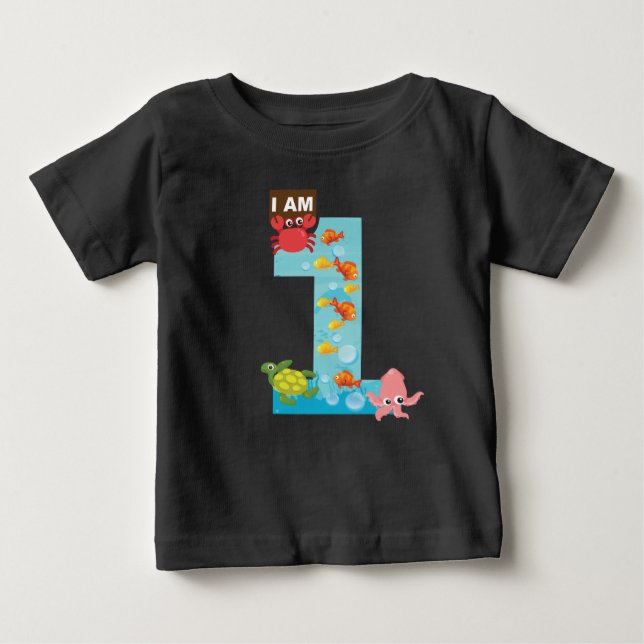 ocean theme First 1st Birthday Baby T-Shirt (Front)