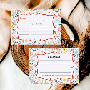 Ocean Theme She Is a Catch Bridal Shower Recipe  Enclosure Card