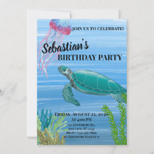 Ocean Theme Turtle and Jellyfish Invitation