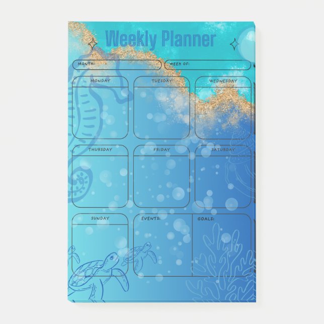 Ocean theme weekly planner post-it notes (Front)