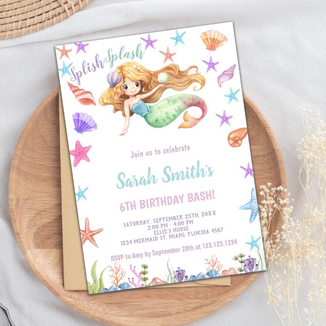Ocean-Themed Party Cards for Girls (Under the sea Mermaid Cards)