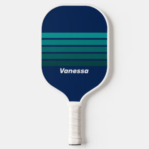 Ocean Tide Across Striping with Name Pickleball Paddle
