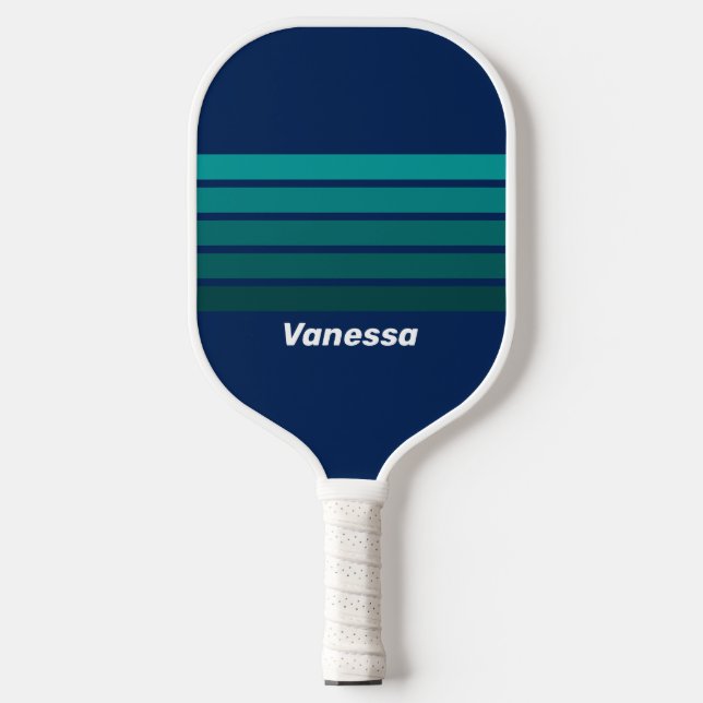 Ocean Tide Across Striping with Name Pickleball Paddle (Front)