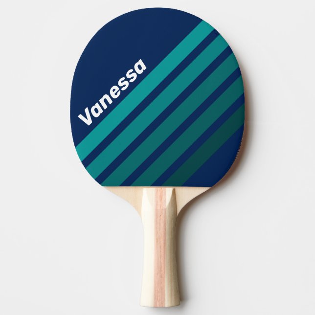 Ocean Tide Angled Striping with Name Ping Pong Paddle (Front)