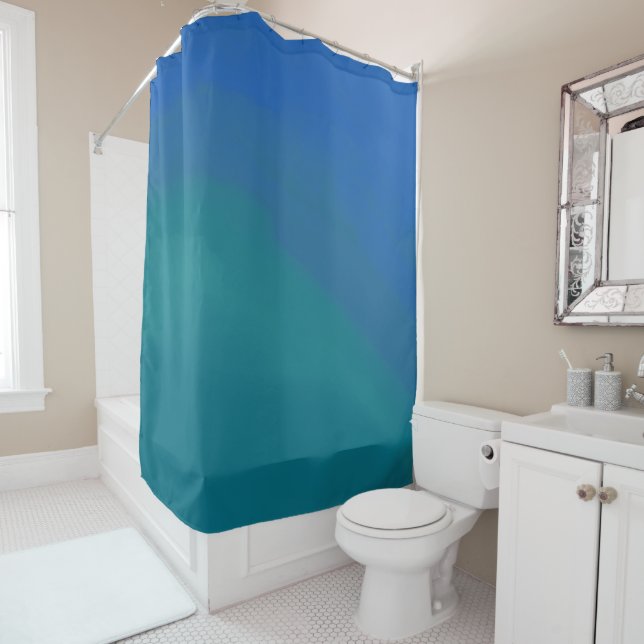 Ocean Tide Blue and Green Minimalist  Shower Curtain (In Situ)