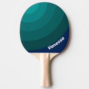 Ocean Tide Circle Stripe with Name Ping Pong Paddle