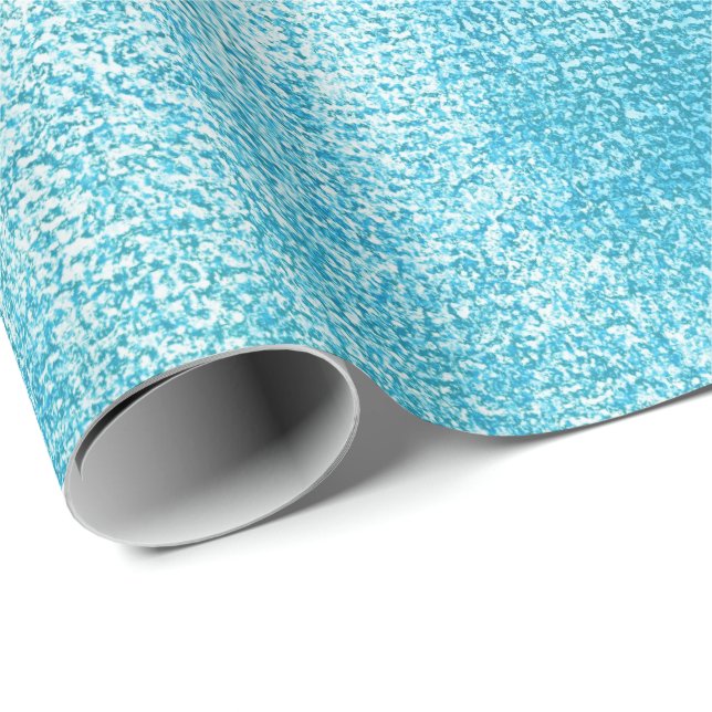 Ocean Tiffany Aqua Paint White Linen Watercolor Wrapping Paper (Roll Corner)