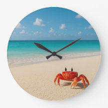 Ocean Time – Round Wall Clock (One Crab)
