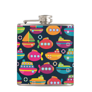 Ocean Transportation Pattern Hip Flask