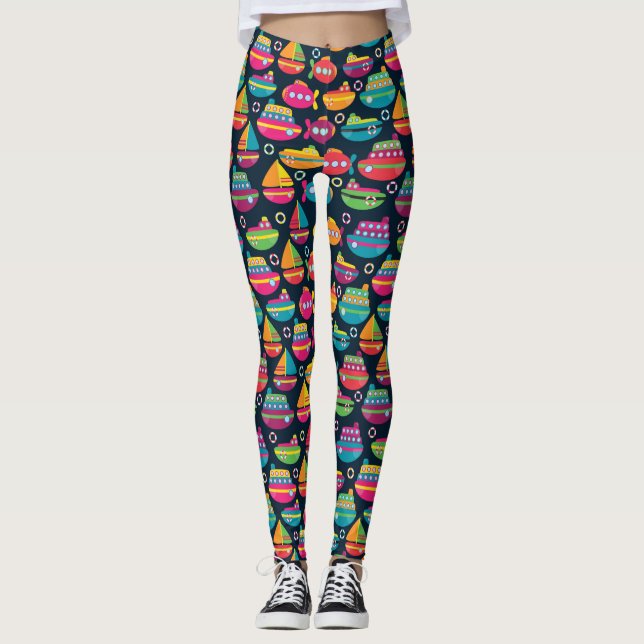 Ocean Transportation Pattern Leggings (Front)