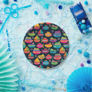 Ocean Transportation Pattern Paper Plate