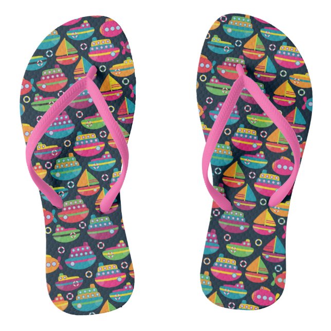 Ocean Transportation Pattern Thongs (Footbed)