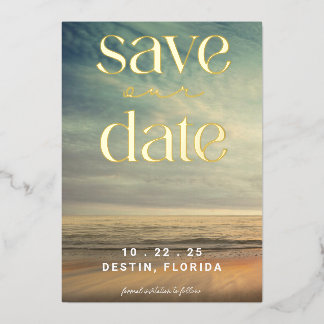 Ocean Tropical Gold Foil Save The Date