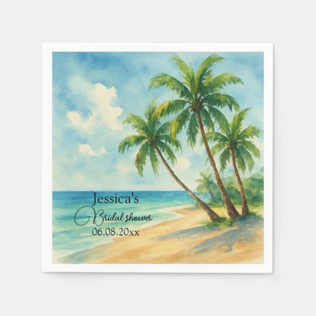 Ocean Tropical Island Beach Bridal shower  Napkin (Front)