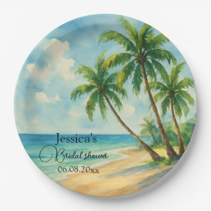 Ocean Tropical Island Beach Bridal shower  Paper Plate
