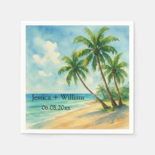 Ocean Tropical Island Beach Wedding Thank you  Napkin