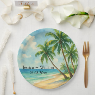 Ocean Tropical Island Beach Wedding Thank you Paper Plate