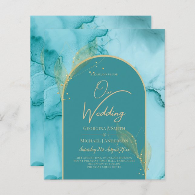 Ocean Turquoise Teal Gold Wedding (Front/Back)