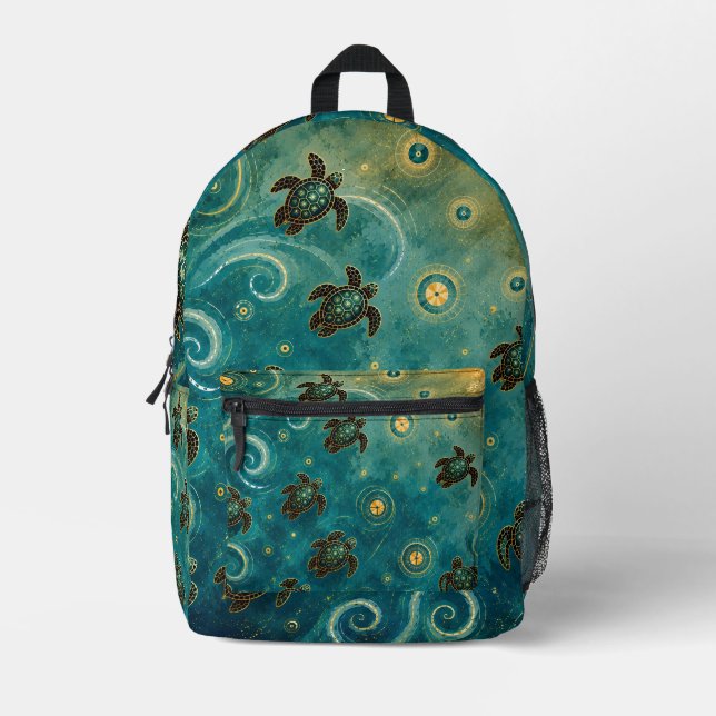 ocean turtle printed backpack (Front)