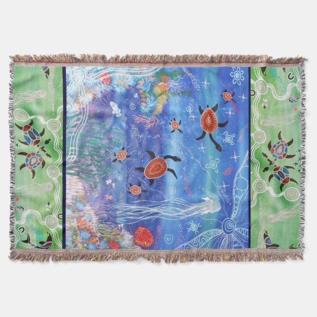 Ocean Turtles Throw Blanket (Front)