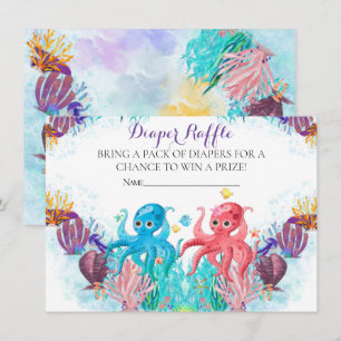 Ocean Twin Octopus Diaper Raffle Enclosure Car Card
