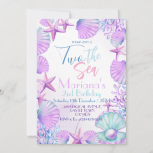 Ocean Two the Sea Girl 2nd Birthday Party Invitation