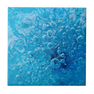 Ocean Under - Abstract Blue Bubbles Ceramic Tile