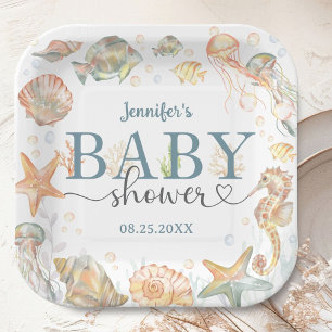 Ocean Under The Sea Baby Shower Gender Neutral Paper Plate
