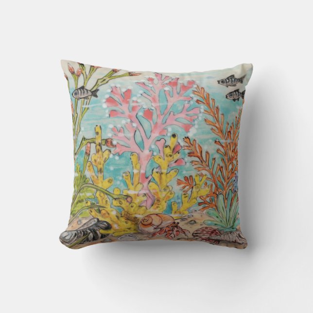 Ocean Undersea Hermit Crab Fish Beach House  Cushion (Front)