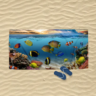 Ocean Underwater Coral Reef Tropical Fish Beach Towel