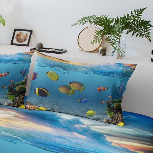 Ocean Underwater Coral Reef Tropical Fish Pillowcase (Creator Uploaded)