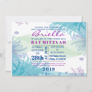 Ocean Underwater Sea Life Bat Mitzvah Invitation