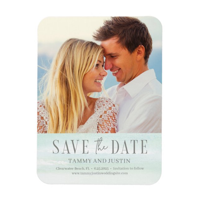 Ocean Vibes Beach Wedding Save The Date Magnet (Vertical)