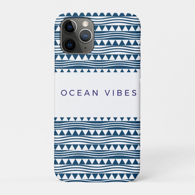 Ocean vibes geometric  – navy blue coas Case-Mate iPhone case (Back)