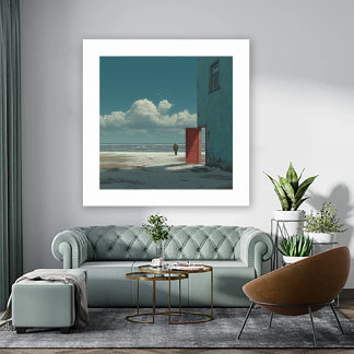 Ocean View - A Man Stands Staring at Ocean Poster